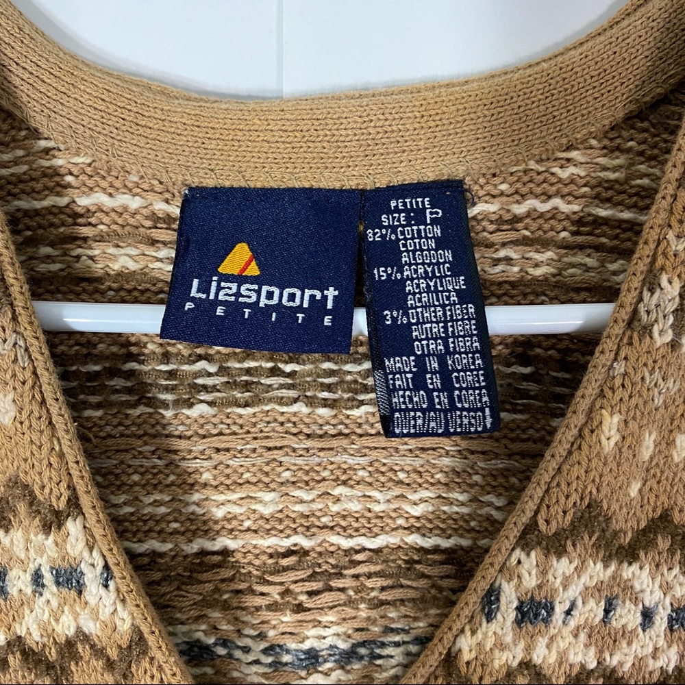 LIZSPORT PETITE Tan Knitted Nordic Sweater Vest | Petite - Picture 2 of 3